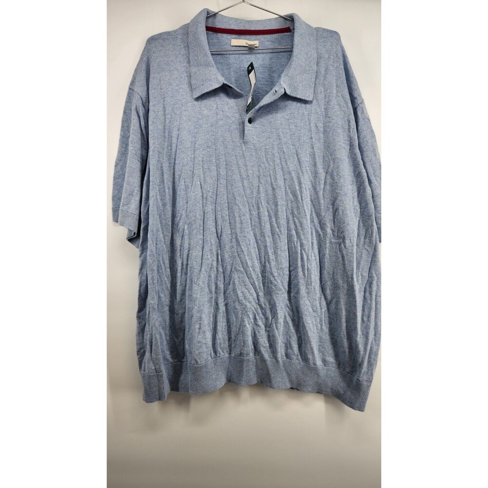 Hawker Rye Mens Light Blue 3XL Heathered Sweater Polo NWT 100% Cotton